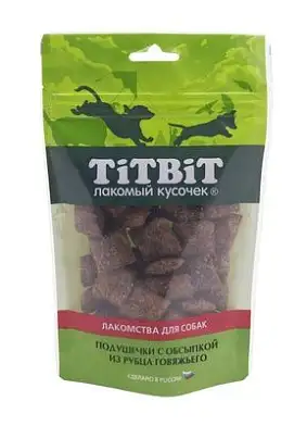 TiTBiT Золотая коллекция лакомство для собак подушечки с обсыпкой из говяжьего рубца