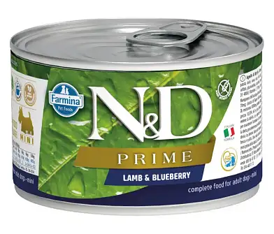 Farmina N&D Prime Dog консервы беззерновые для взрослых собак мелких пород с ягненком и черникой