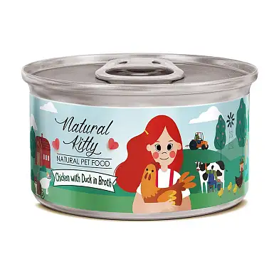 PETTRIC Natural Kitty консервы для кошек курица с уткой в бульоне